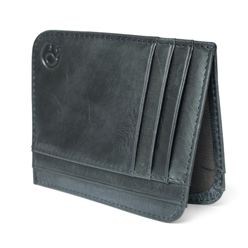 WALLET Minimalist leather wallet with 11 pockets - Black