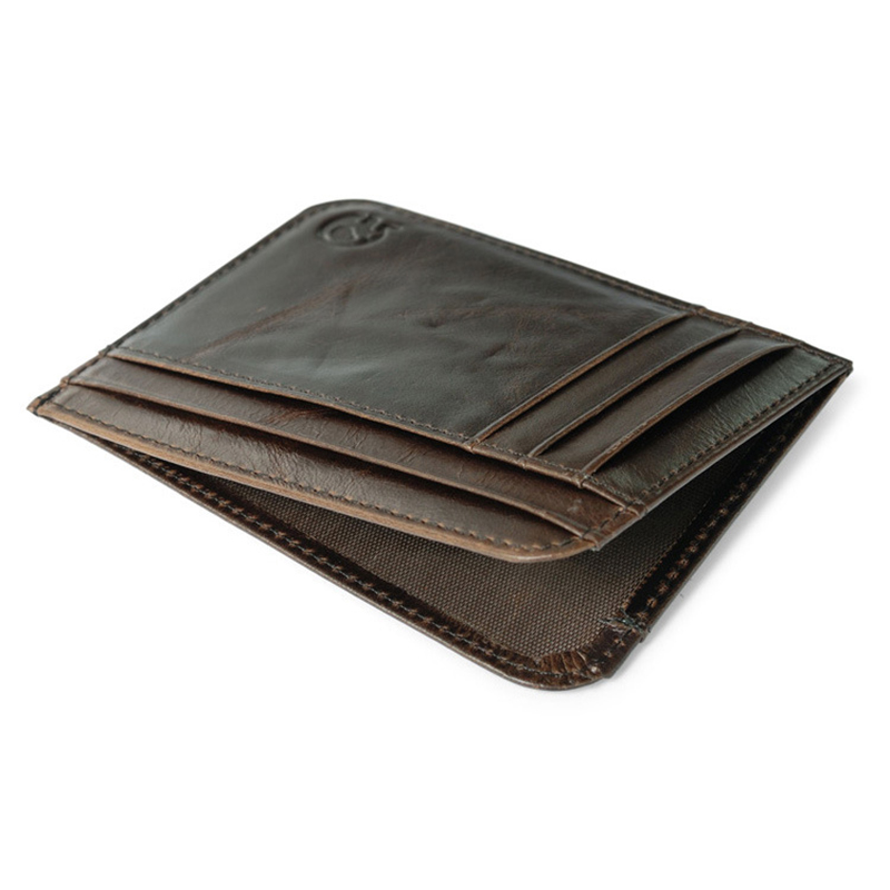 WALLET Minimalist leather wallet with 11 pockets - Dark Brown