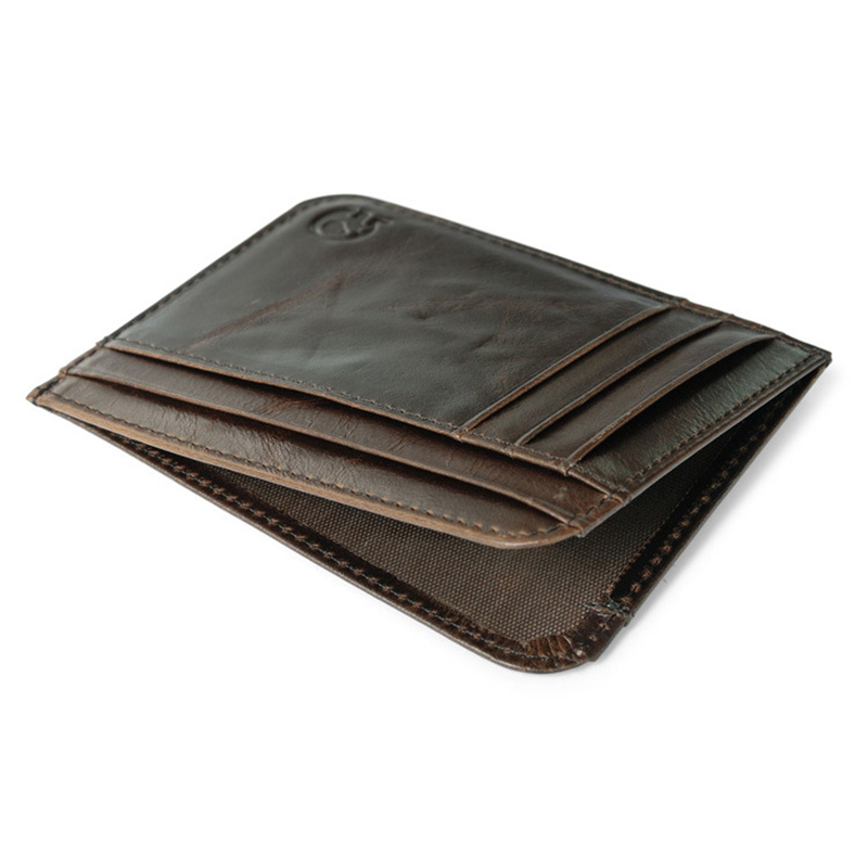 Minimalist leather wallet with 11 pockets - Dark Brown
