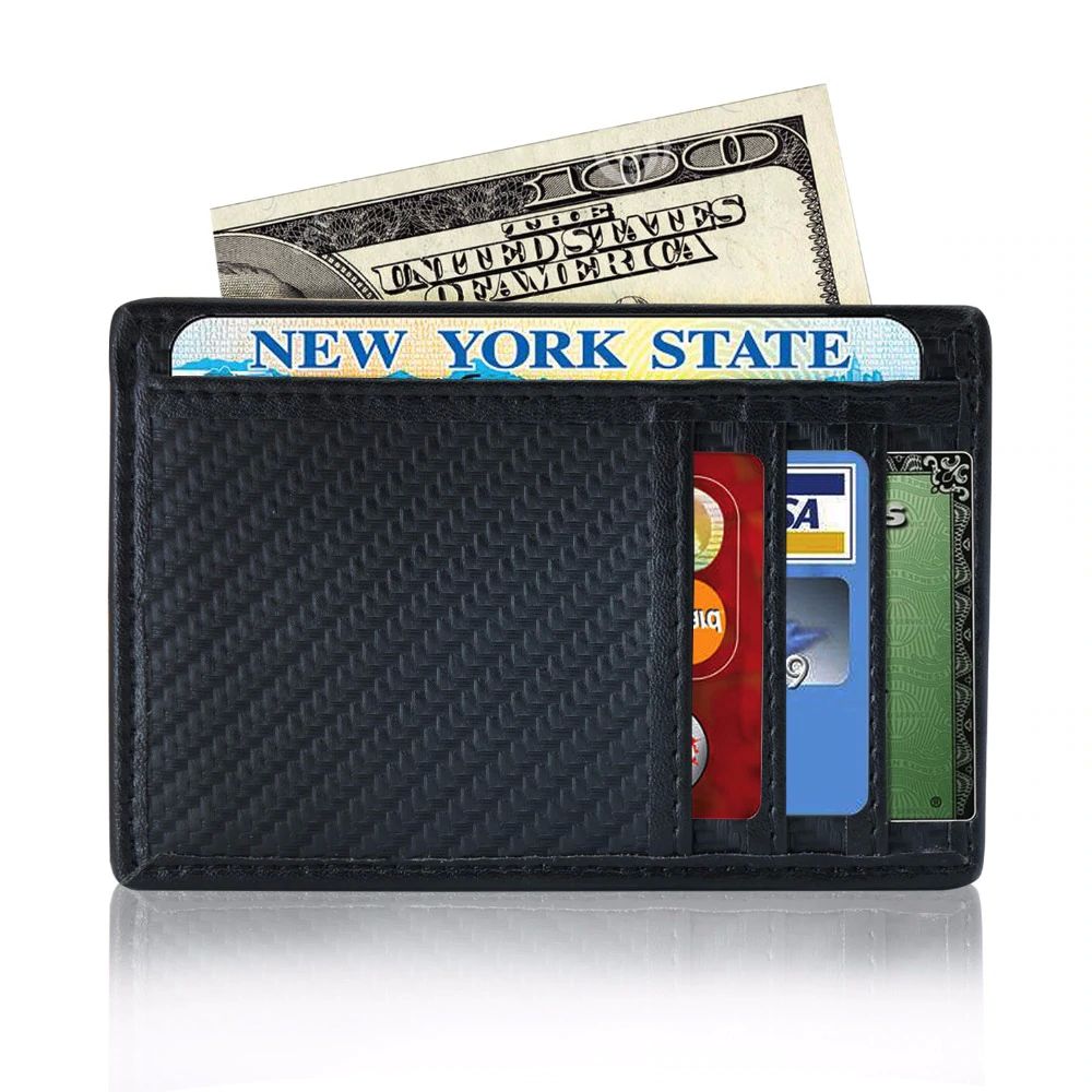 WALLET Slim PU Leather Wallet With 9 Pockets - Carbon