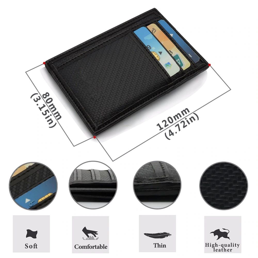 WALLET Slim PU Leather Wallet With 9 Pockets - Carbon