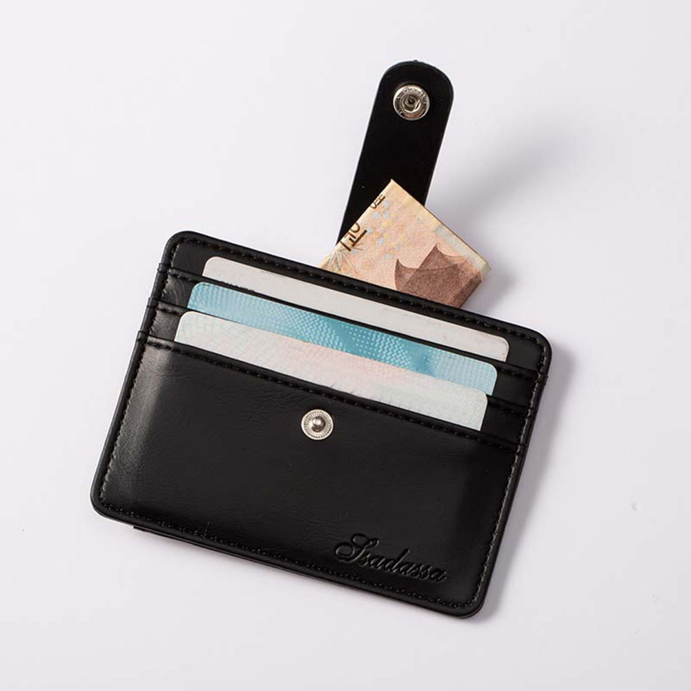 WALLET Mens Minimalist Wallet With Strap - Black