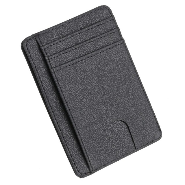 Slim PU Leather Wallet With RFID - Black