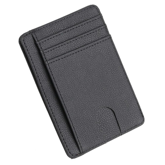 WALLET ארנק דמוי עור שטוח 8 תאים עם RFID - שחור