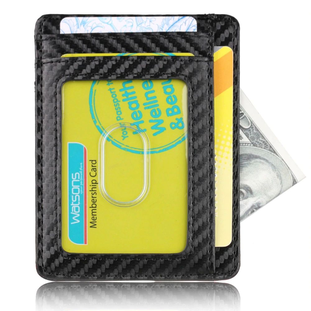 WALLET Slim PU Leather Wallet With RFID - Carbon