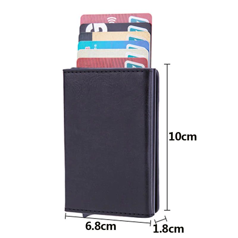 WALLET Aluminum Wallet With PU Leather And Zipper - Black