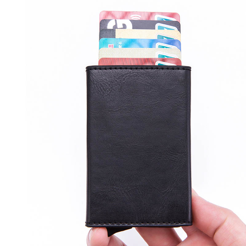 WALLET Aluminum Wallet With PU Leather And Zipper - Black