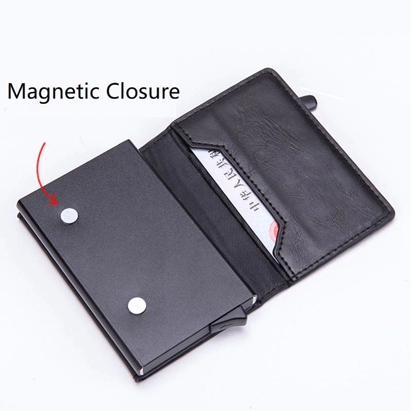 WALLET Aluminum Wallet With PU Leather And Zipper - Black