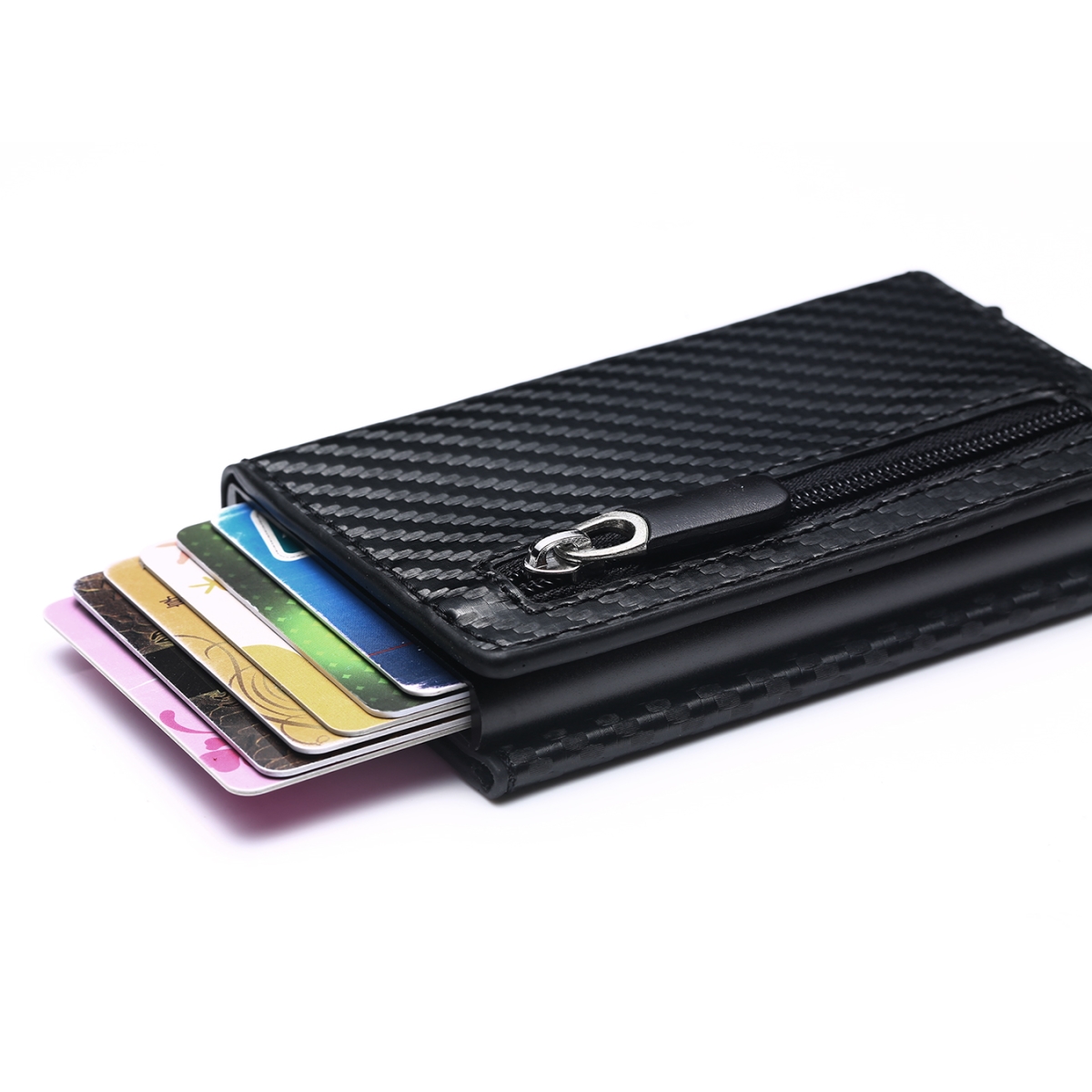 WALLET Aluminum Wallet With PU Leather And Zipper - Carbon