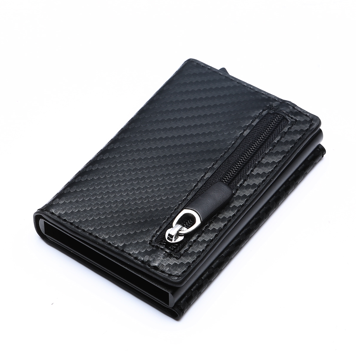 WALLET Aluminum Wallet With PU Leather And Zipper - Carbon