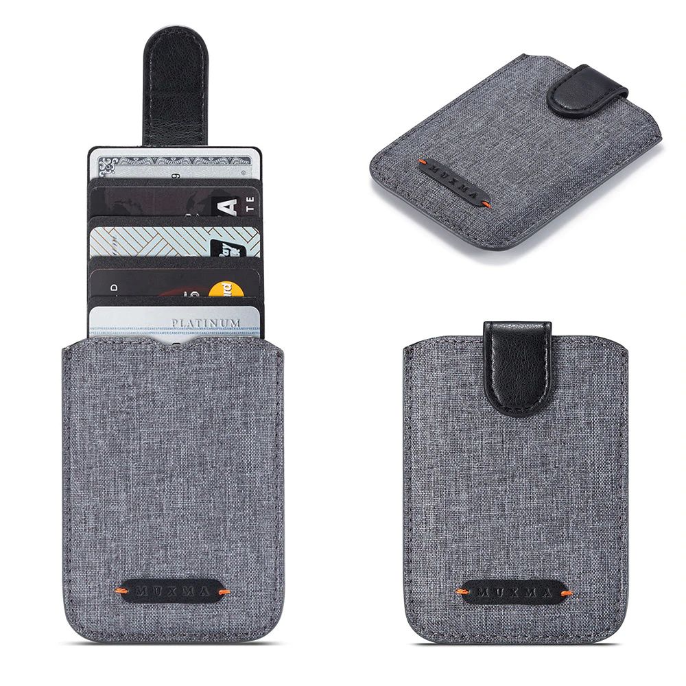 RFID Phone Wallet Card Holder - Grey / Black