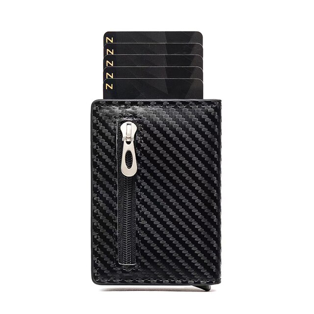 Aluminum Wallet With PU Leather And Zipper V2.0 - Carbon
