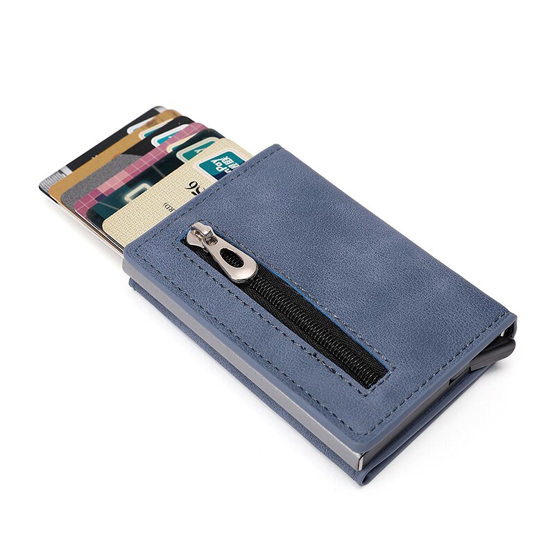 Aluminum Wallet With PU Leather And Zipper V2.0 - Blue