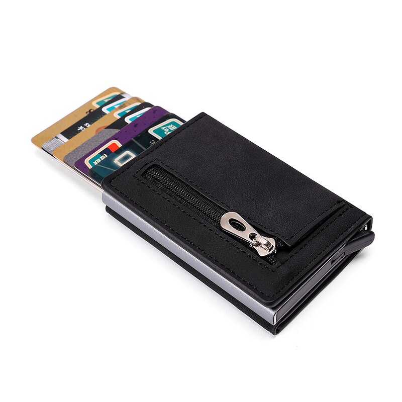 WALLET Aluminum Wallet With PU Leather And Deep Zipper V2.0 - Carbon