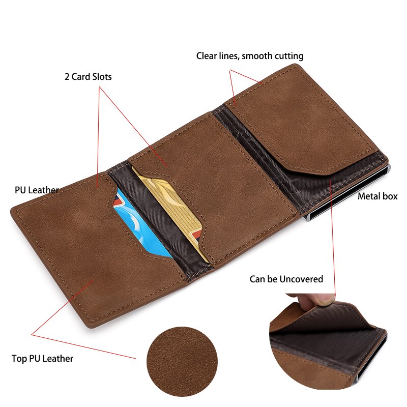 WALLET Aluminum Wallet With PU Leather And Deep Zipper V2.0 - Brown