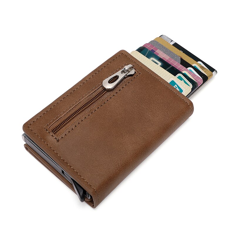 WALLET Aluminum Wallet With PU Leather And Zipper V2.0 - Brown