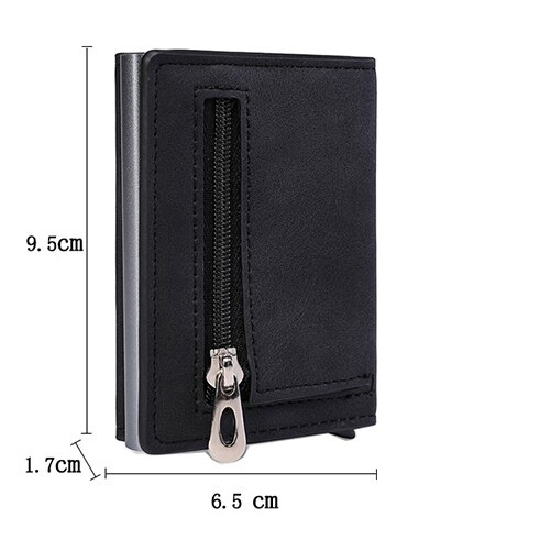 WALLET Aluminum Wallet With PU Leather And Deep Zipper V2.0 - Black