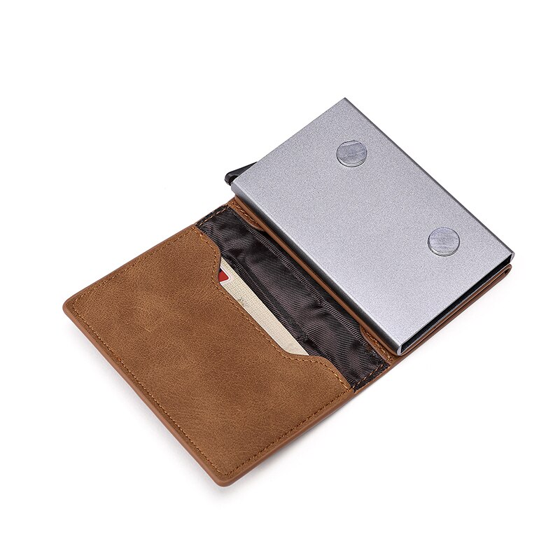 WALLET Aluminum Wallet With PU Leather And Zipper V2.0 - Brown