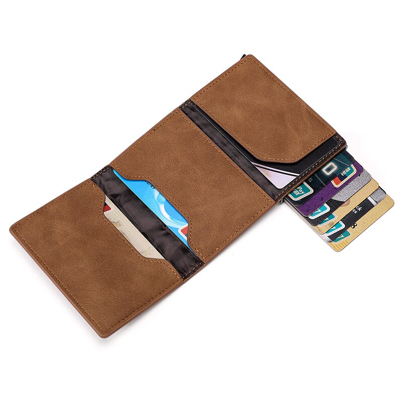 WALLET Aluminum Wallet With PU Leather And Deep Zipper V2.0 - Brown