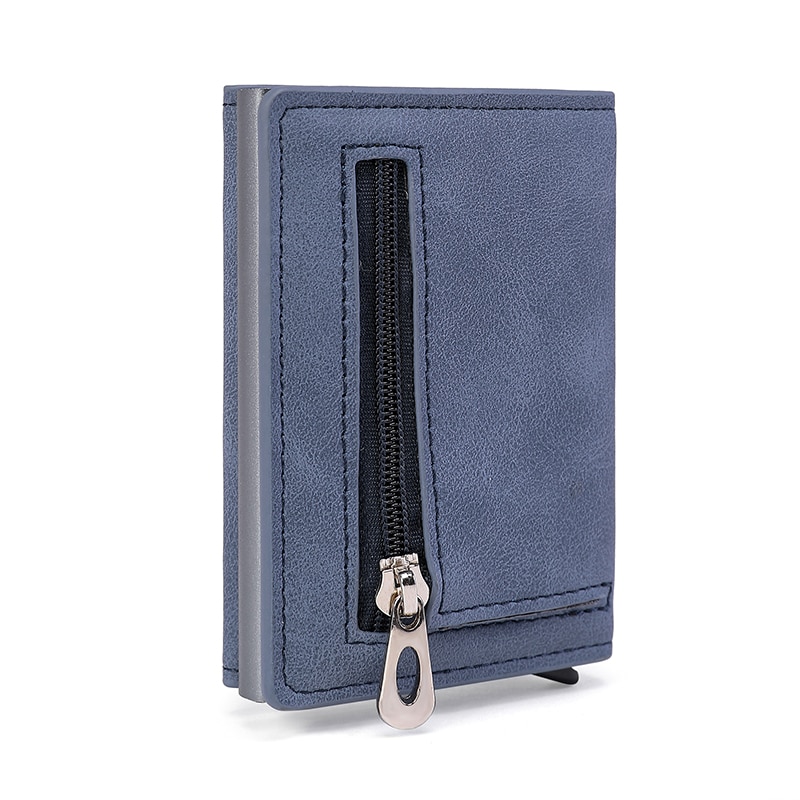 WALLET Aluminum Wallet With PU Leather And Deep Zipper V2.0 - Blue