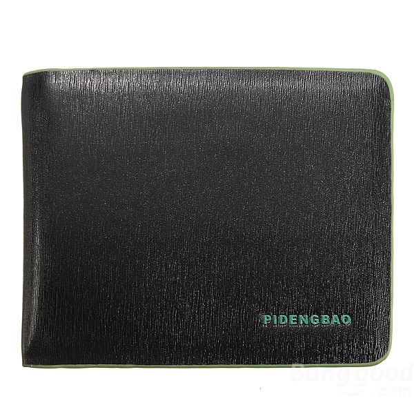 Bi Fold PU Leather Wallet  - Black/Green