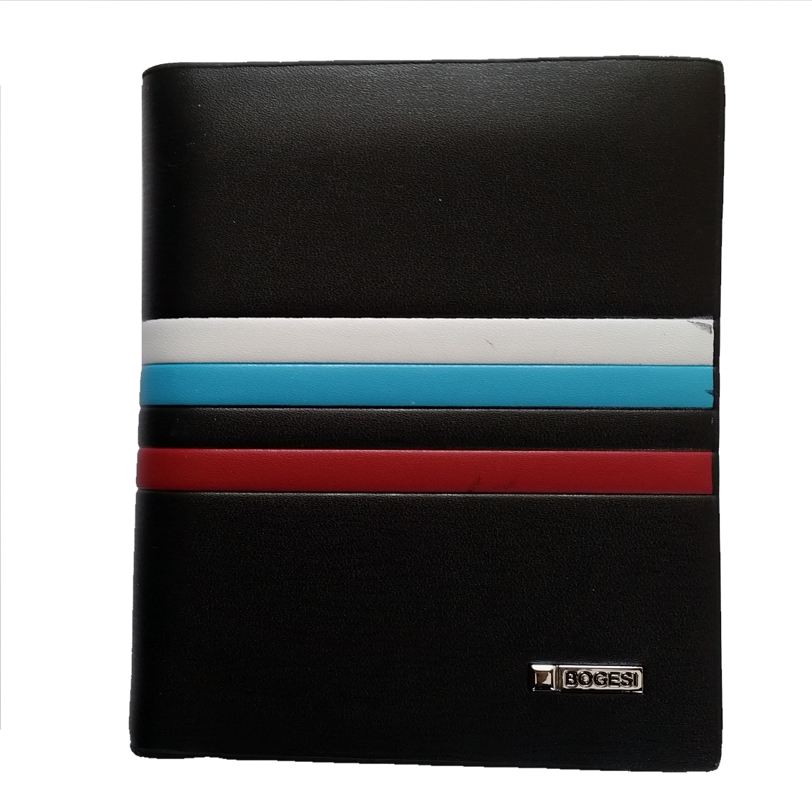 WALLET Bi Fold PU Leather Wallet  - Black/Strips