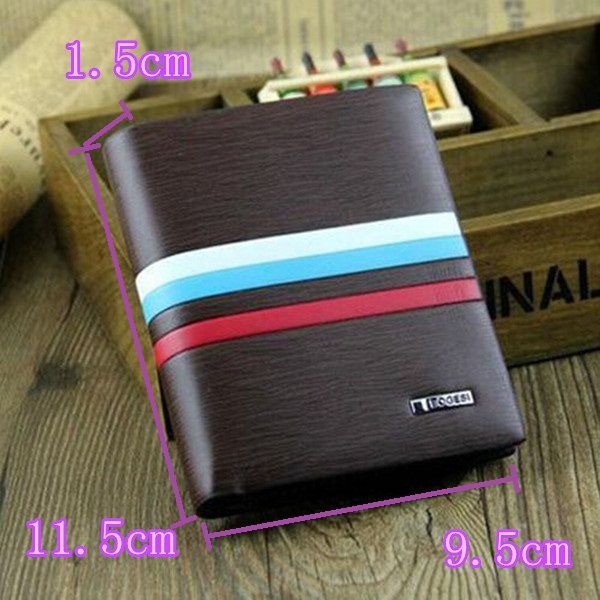 WALLET Bi Fold PU Leather Wallet  - Brown/Strips