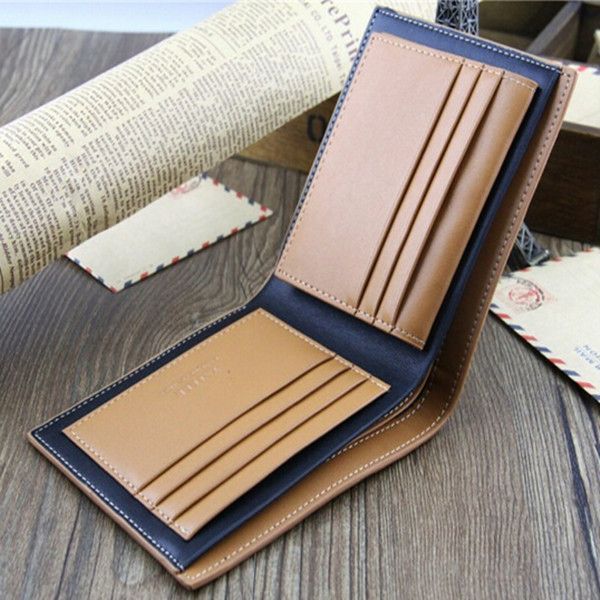 WALLET Bi Fold PU Leather Wallet  - Brown/Strips