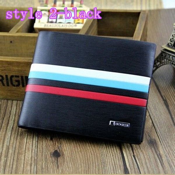 WALLET Bi Fold PU Leather Wallet  - Black/Strips