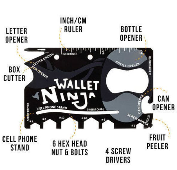 WALLET Wallet Ninja 18 in 1 Multi Credit Card Tools  - Black