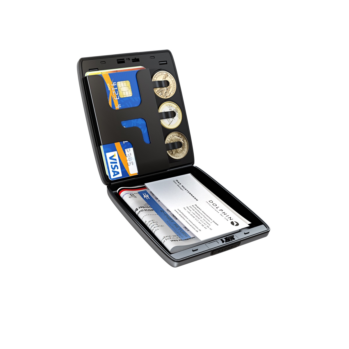 TRU VIRTU Aluminum Wallet Beluga - Money & Cards - Leather Line - Nappa Brown
