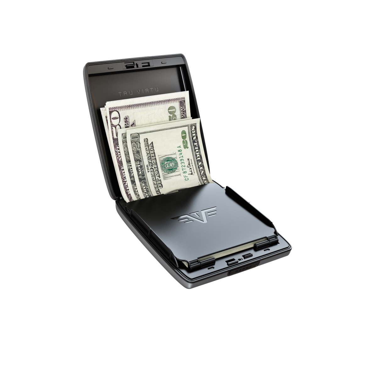 TRU VIRTU Aluminum Wallet Beluga - Money & Cards - Leather Line - Carbon Black
