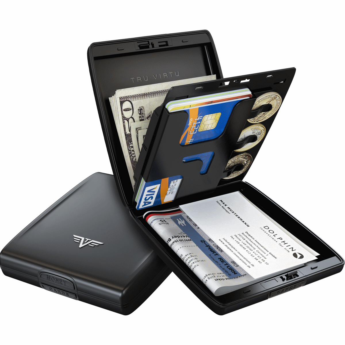 TRU VIRTU Aluminum Wallet Beluga - Money & Cards - Black