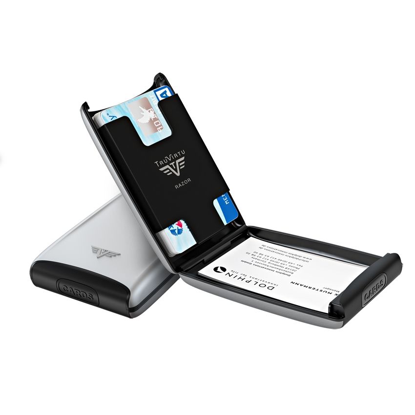 Tru Virtu Credit Card Case Taupe Rock RFID Secure 104 x 67 x 17 mm Aluminum Exterior with Satin Silk Finish 