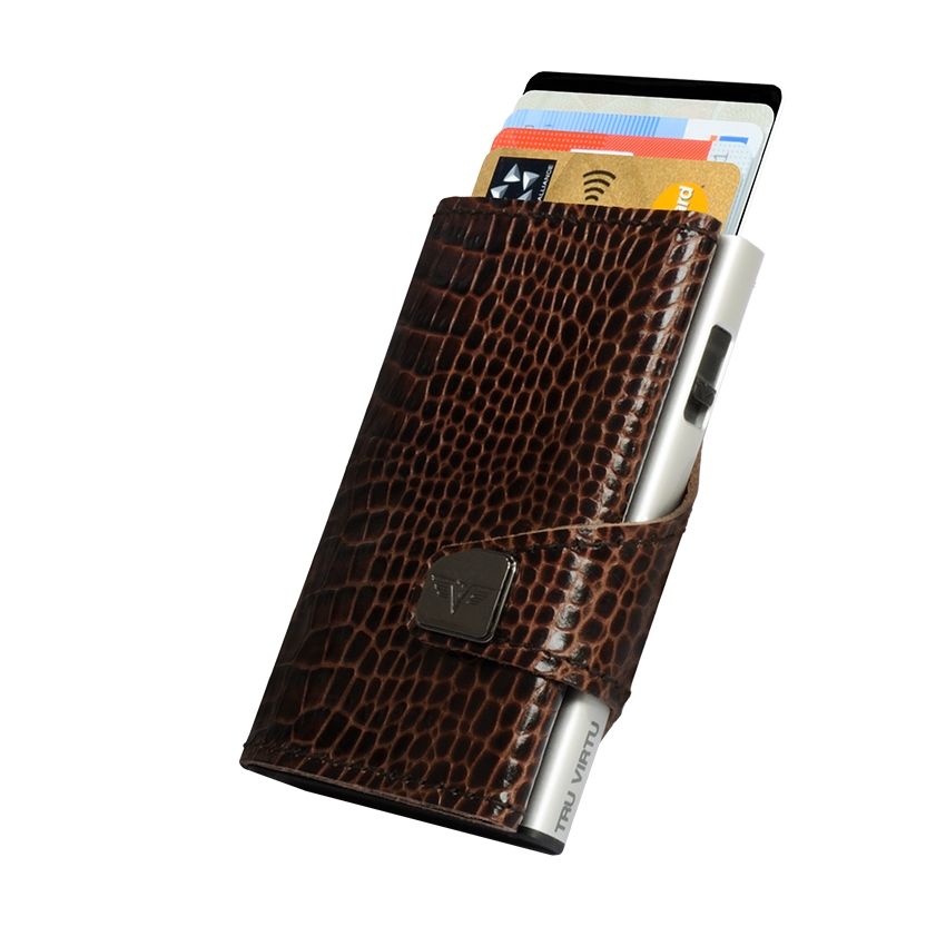 TRU VIRTU Click n Slide Wallet - Croco Brown