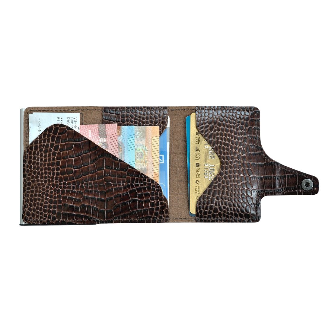 TRU VIRTU Click n Slide Wallet - Croco Brown