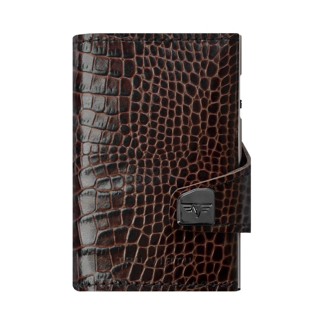 TRU VIRTU Click n Slide Wallet - Croco Brown