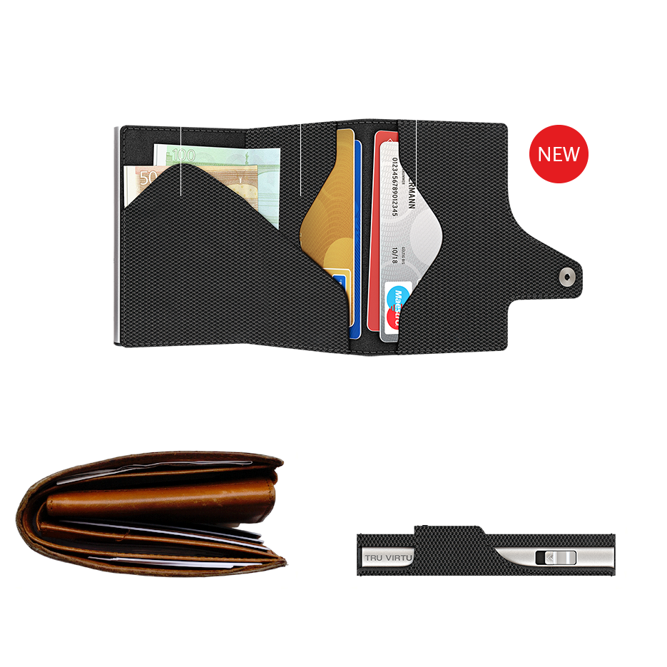 TRU VIRTU Click n Slide Wallet - Black Iguana