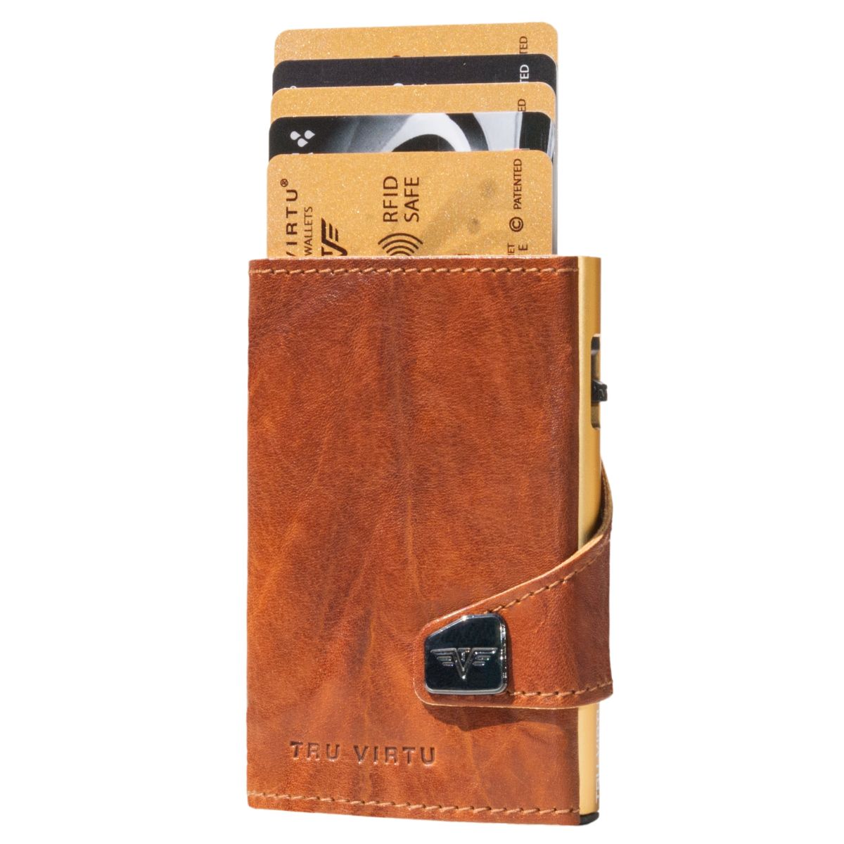 TRU VIRTU Click n Slide Wallet - Caramba Brown / Gold