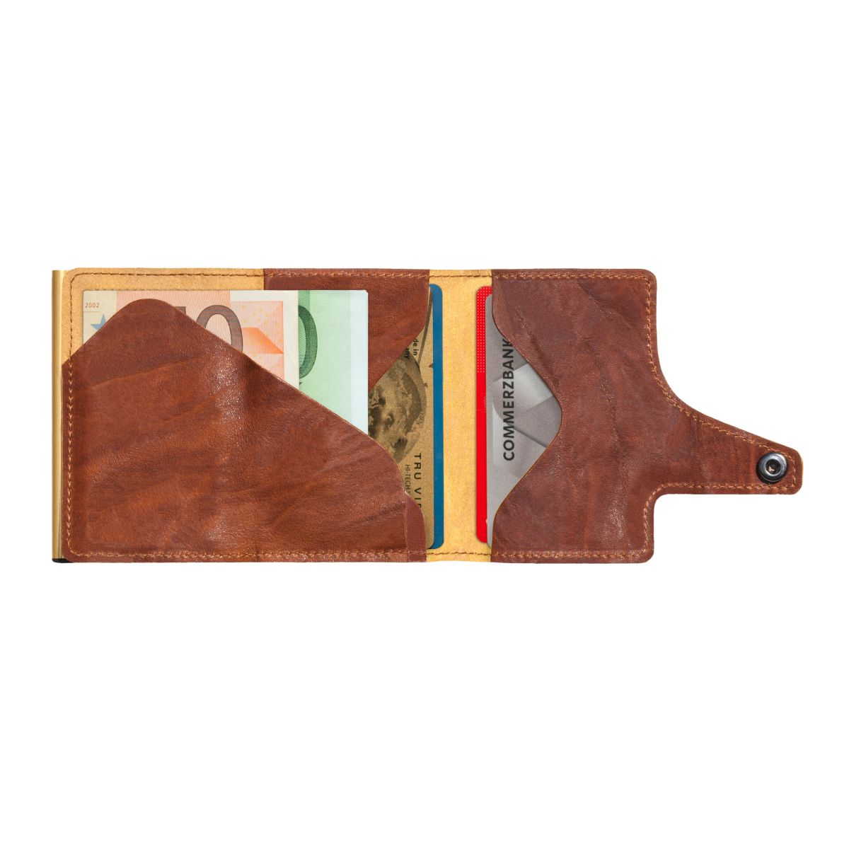 TRU VIRTU Click n Slide Wallet - Caramba Brown / Gold