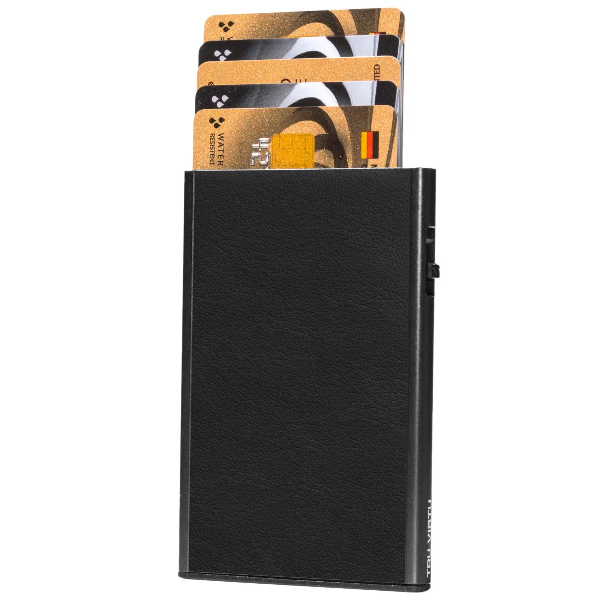 TRU VIRTU Card Case Click n Slide Wallet - Nappa Black