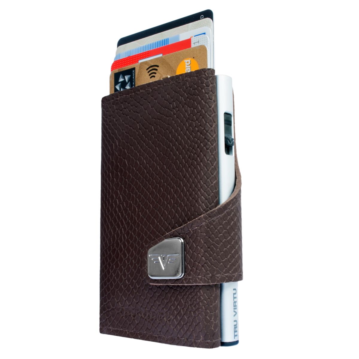 TRU VIRTU Click n Slide Wallet - Cobra Dark Brown