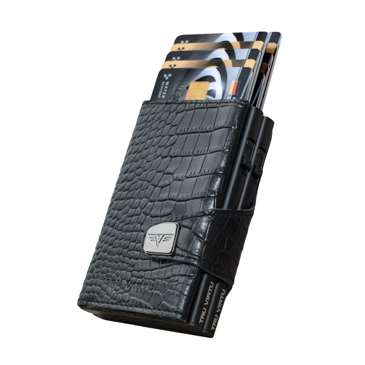 TRU VIRTU Click n Slide Double Wallet - Croco Black