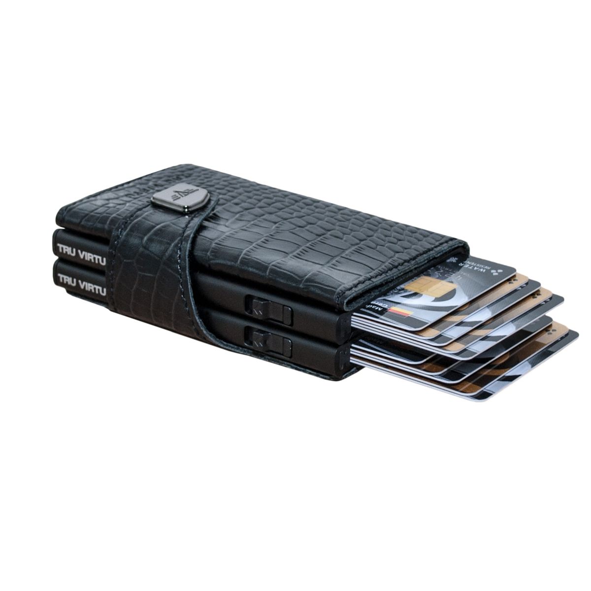 TRU VIRTU Click n Slide Double Wallet - Croco Black