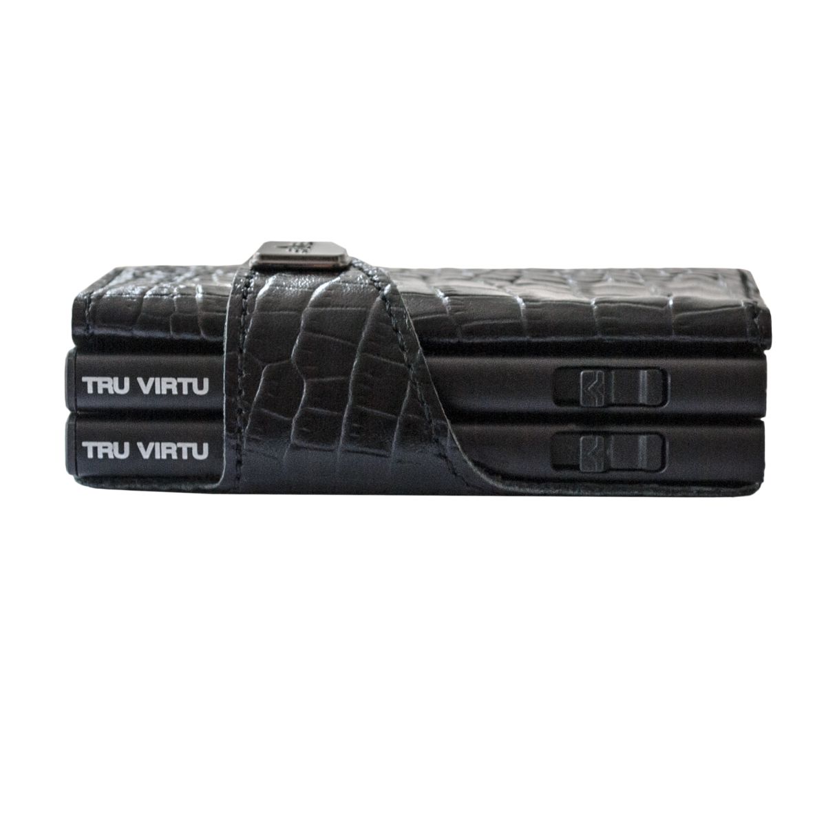 TRU VIRTU Click n Slide Double Wallet - Croco Black