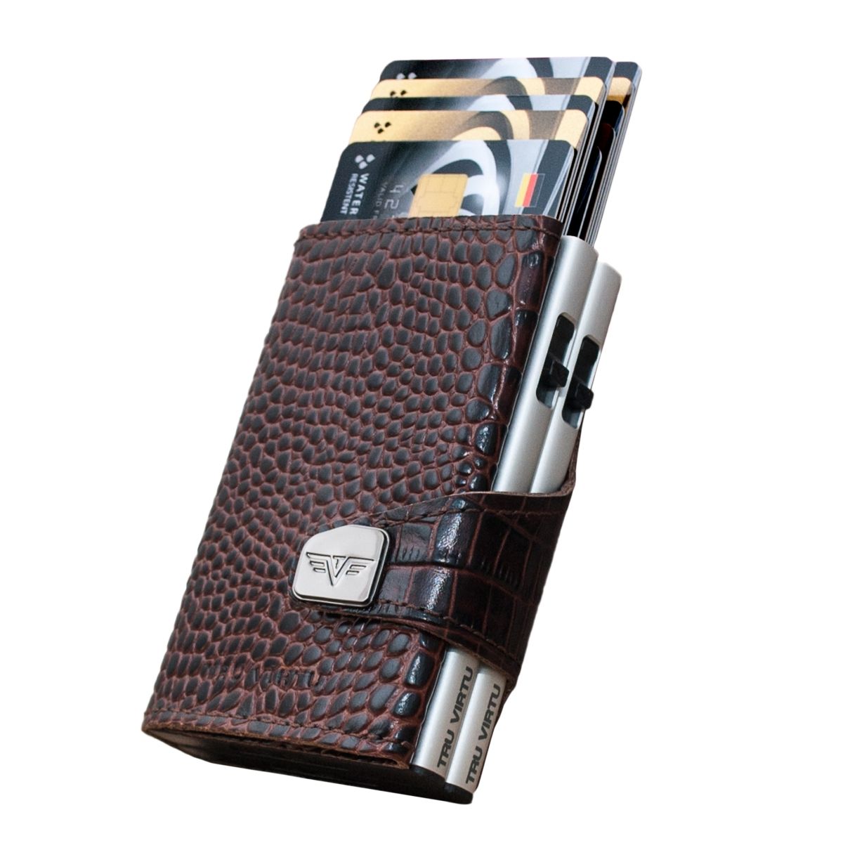 TRU VIRTU Click n Slide Double Wallet - Croco Brown