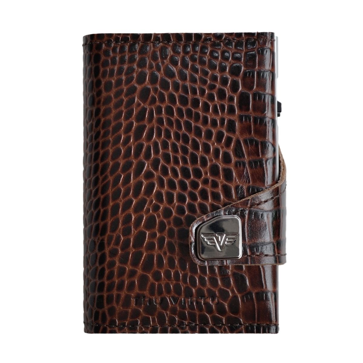 TRU VIRTU Click n Slide Double Wallet - Croco Brown