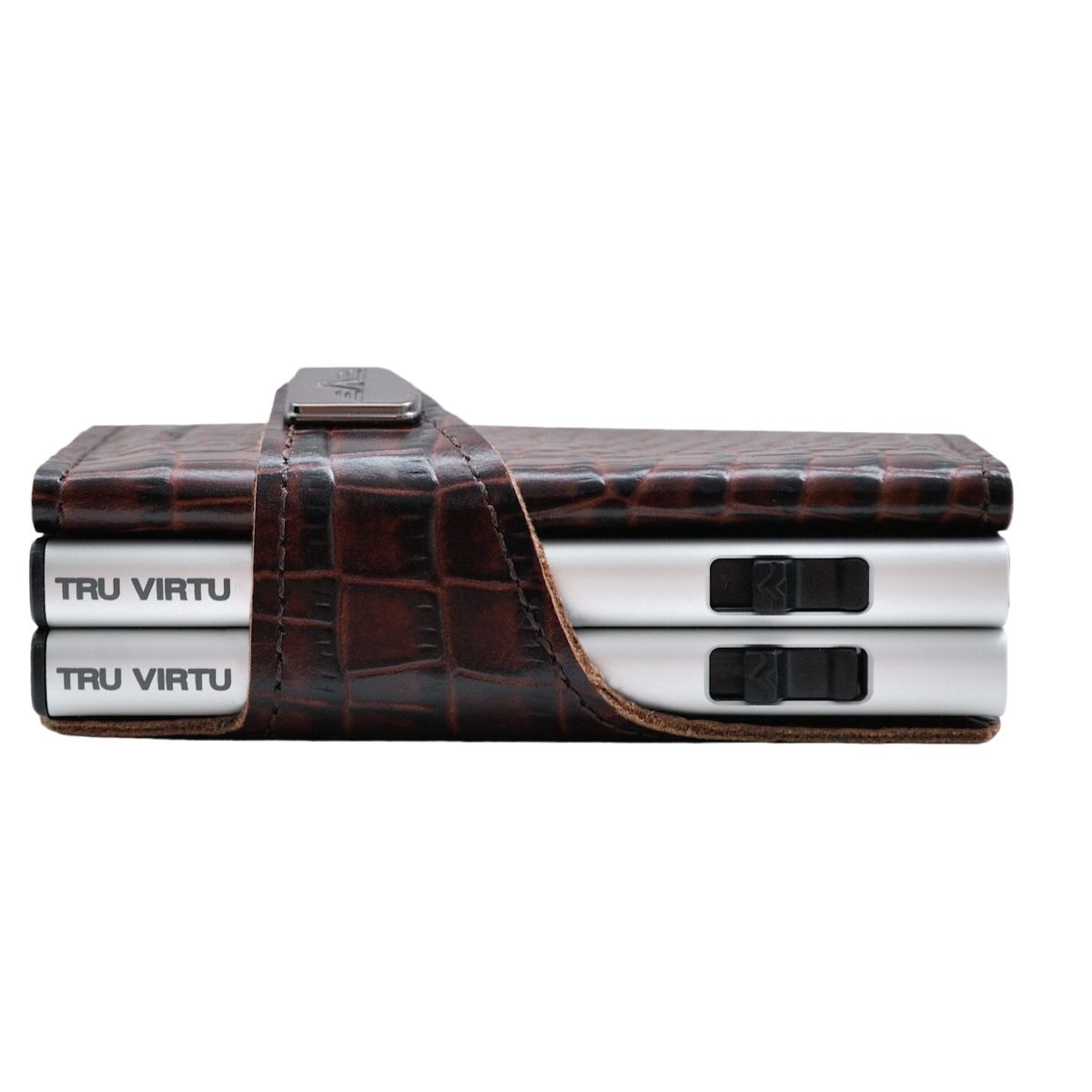 TRU VIRTU Click n Slide Double Wallet - Croco Brown