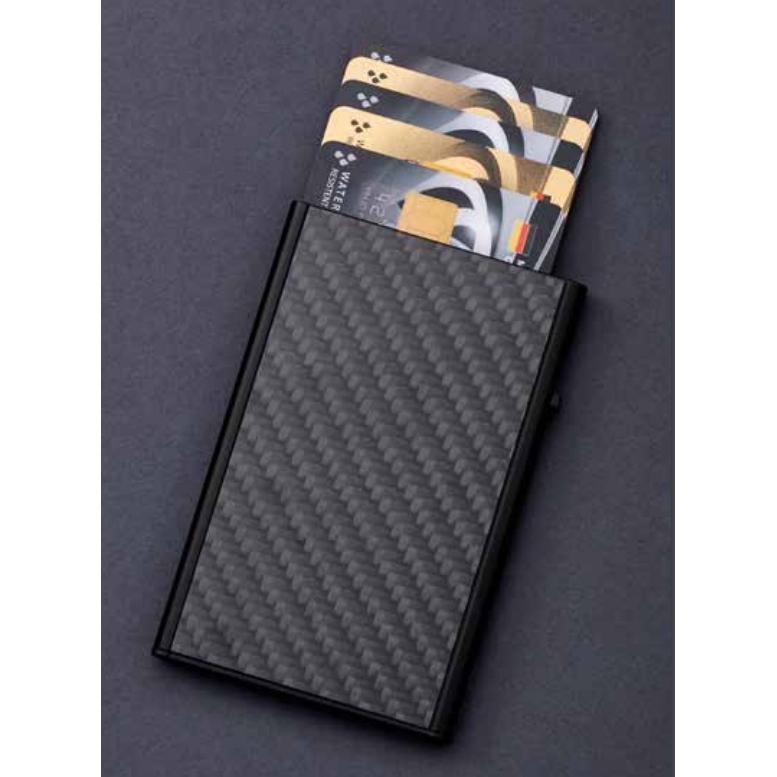 TRU VIRTU Carbon Fiber Click n Slide Wallet - Black