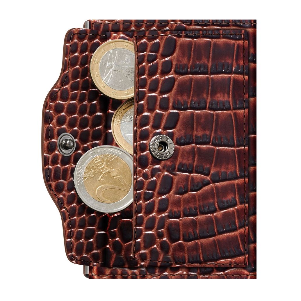 TRU VIRTU Click n Slide Wallet With Coin Pocket - Croco Brown